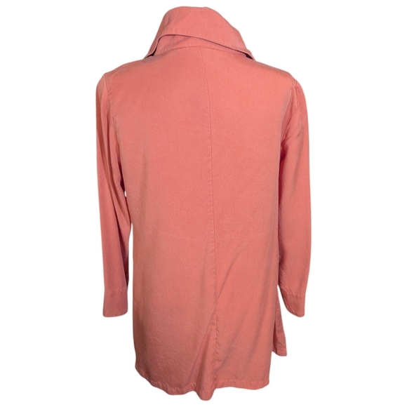 Soft Surroundings Tencel Tunic Casual Orange Long Sleeve Shell Button Up Sz M - Picture 5 of 10